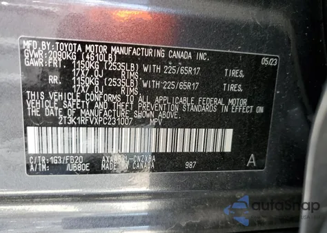 2023 Toyota Rav4 Le from USA, damaged, VIN 2T3K1RFVXPC231007